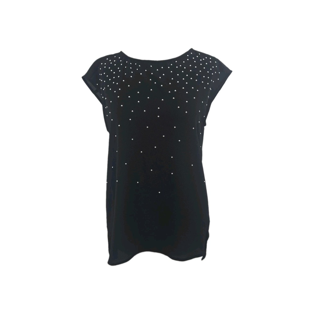 Michael Kors Black Studded Textured Sleeveless Tunic Top Size XS